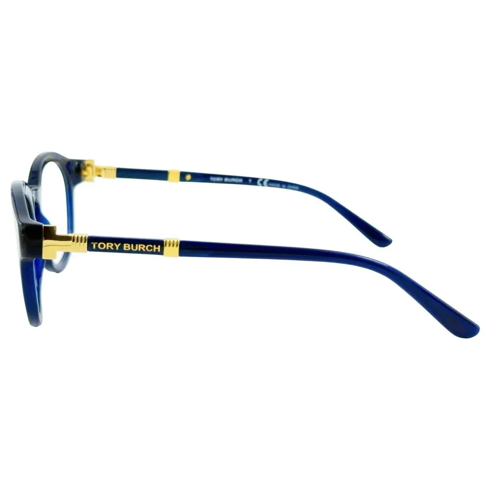 Tory Burch TY2076 Womens Round Plastic Eyeglass Frame 1656 Navy 48-19